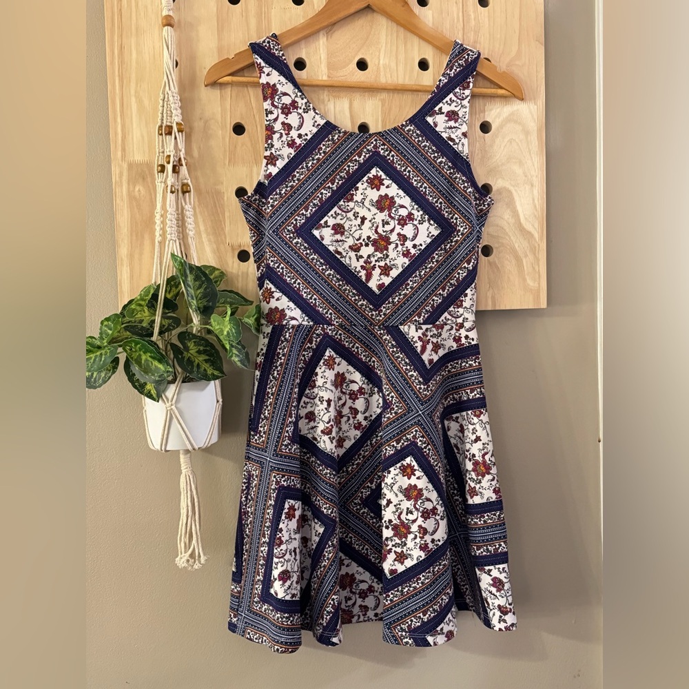 Y2K cottagecore H&M Patchwork‎ Boho Midi Dress Size 8
